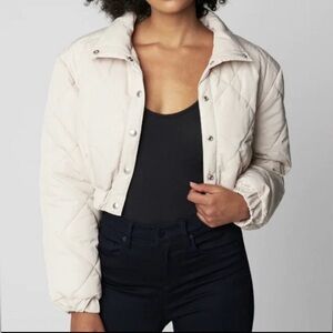Blank NYC Women's Cream Quilted crop Jacket